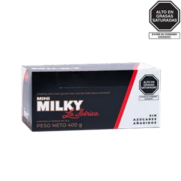 Barra Mini Milky La Ibérica Sin Azúcares Añadidos x 20 g x 20 pzs