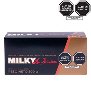 Barra Milky La Ibérica con Almendra 50 g x 10 pzs