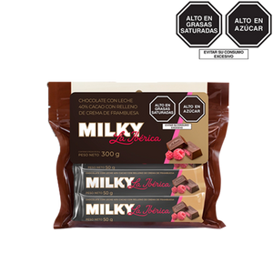 Barra Milky La Ibérica con Frambuesa x 50 g x 6 pzs