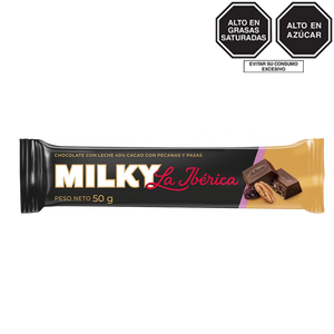 Barra Milky La Ibérica con pecanas y pasas x 50 g