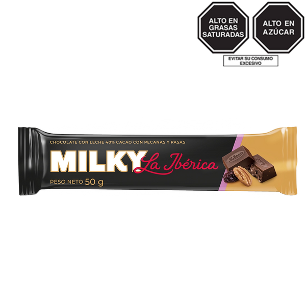 Barra Milky La Ibérica con pecanas y pasas x 50 g