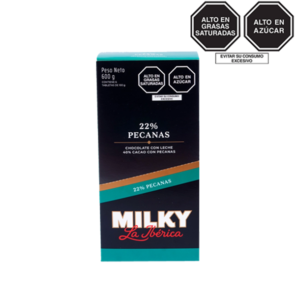 Tableta Milky La Ibérica pecanas x 100 g x 6 pzs