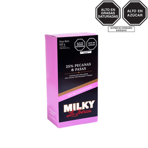Tableta Milky La Ibérica pecanas y pasas x 100 g x 6 pzs