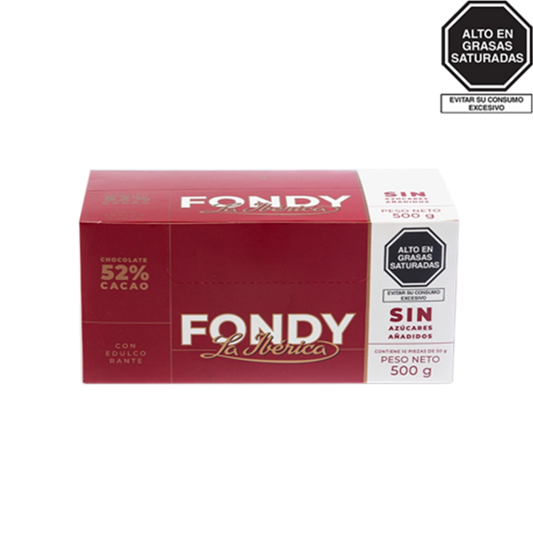 Barra Fondy La Ibérica Sin Azúcares Añadidos x 50 g x 10 pzs