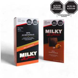 Tableta Milky La Ibérica Almendras Sin Azúcares Añadidos x 100g x 6 pzs