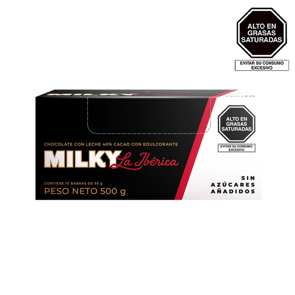Barras Milky La Ibérica Sin Azúcares Añadidos x 50 g x 10 pzs
