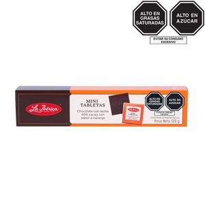 Mini Tabletas de chocolate con leche 40% cacao sabor a naranja