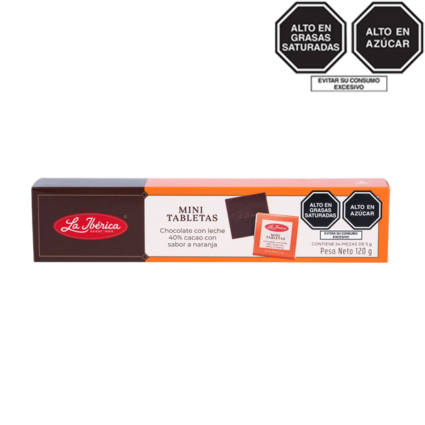 Mini Tabletas de chocolate con leche 40% cacao sabor a naranja