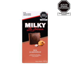 Tableta Milky La Ibérica 30% Almendras Sin Azúcares Añadidos x 100g